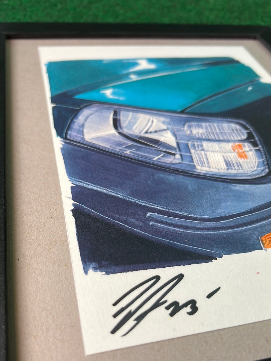 UNDERDOGZ - Honda CRV Front Left Headlight View Framed, Hand Drawn, Watercolor Painted & Signed Print