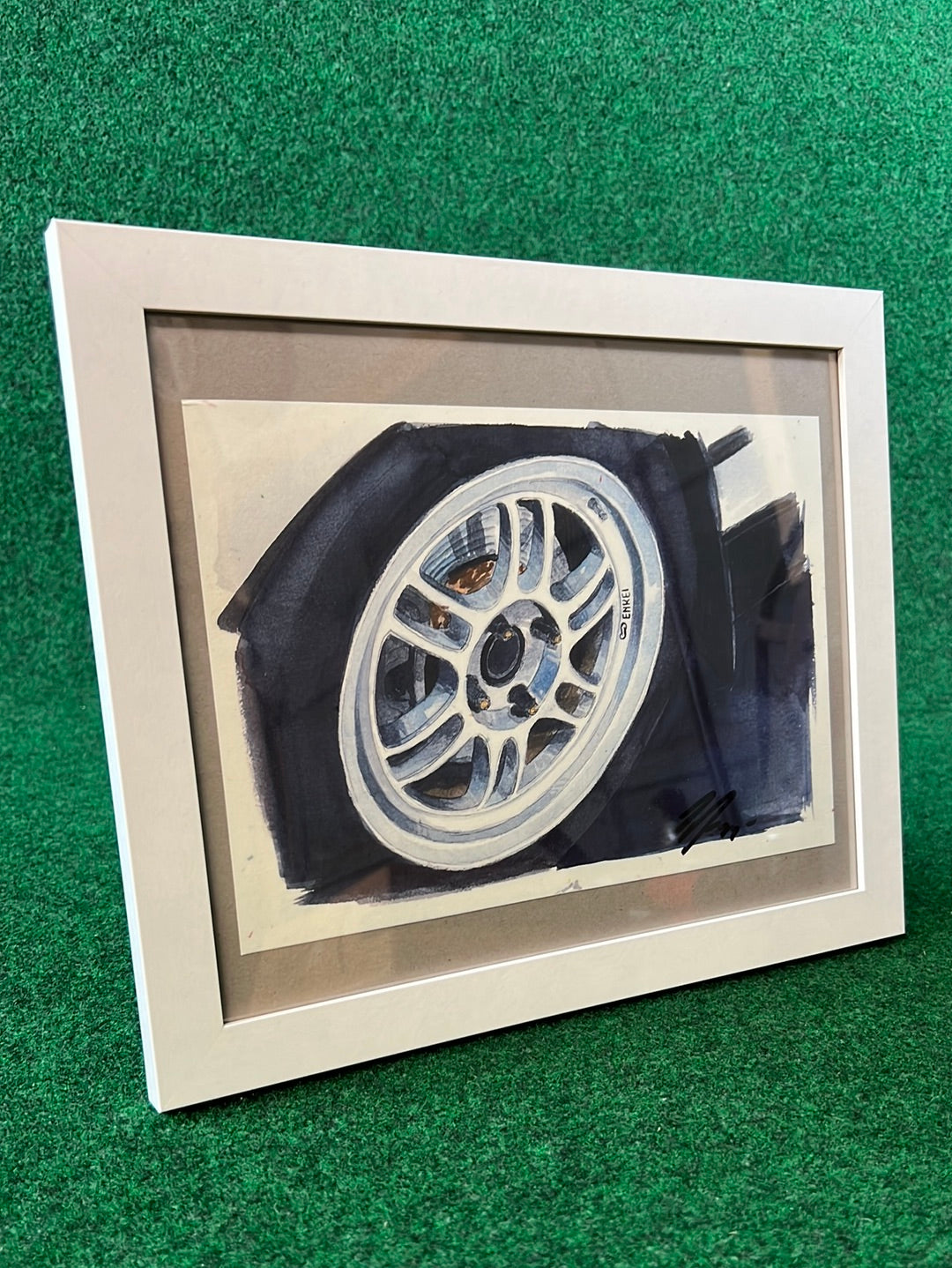 ENKEI RPF1 Wheel - Framed, Hand Drawn, Watercolor Painted & Signed Print by UNDERDOGZ