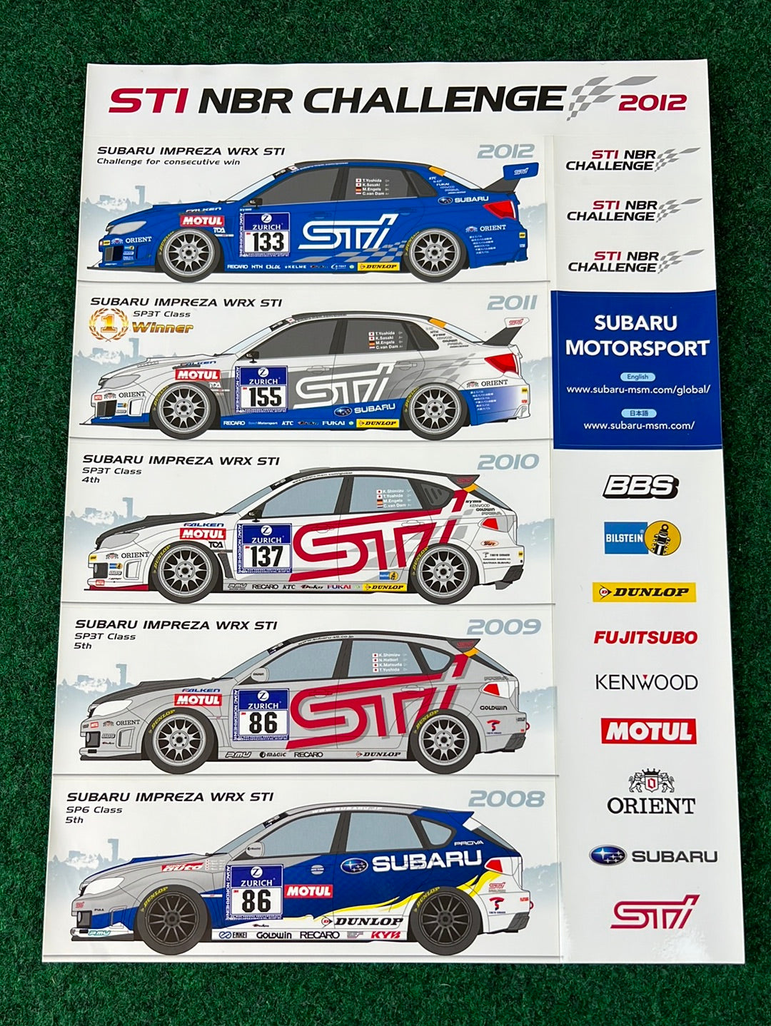 STI NBR Challenge 2012 Sticker Sheet