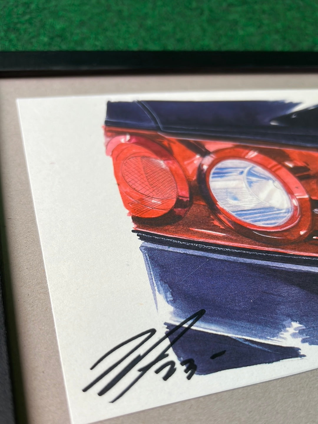UNDERDOGZ - Black Honda Integra DC5 (Acura RSX) Rear Taillight View Framed Hand Drawn, Watercolor Painted & Signed Print