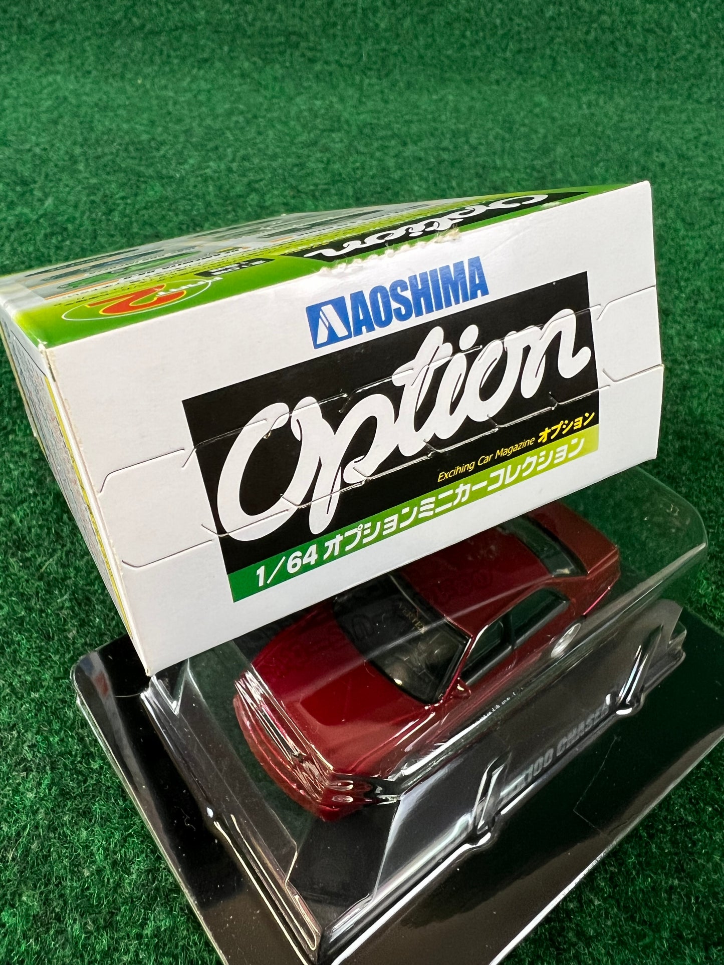 Aoshima - Option Vertex Toyota Chaser JZX100 (Metallic Red) 1/64 Scale Diecast Car