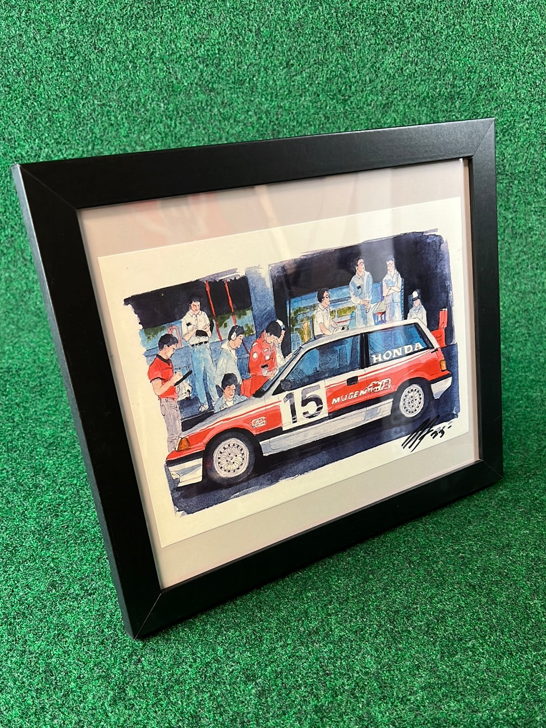 UNDERDOGZ - Mugen #15 Honda Civic & Crew Hand Drawn, Watercolor Painted & Signed Print