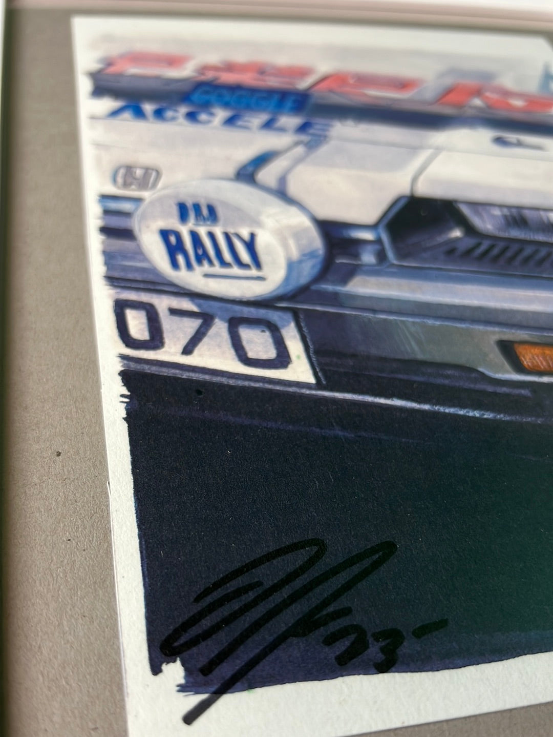 UNDERDOGZ - Honda Civic Pro Rally Accele Front Framed Hand Drawn, Watercolor Painted & Signed Print