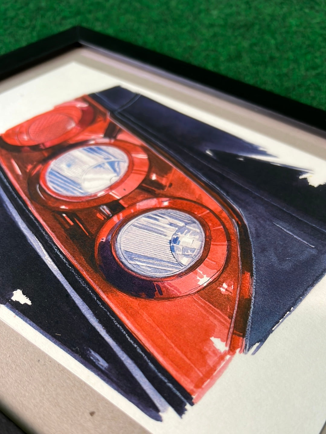 UNDERDOGZ - Black Honda Integra DC5 (Acura RSX) Rear Taillight View Framed Hand Drawn, Watercolor Painted & Signed Print