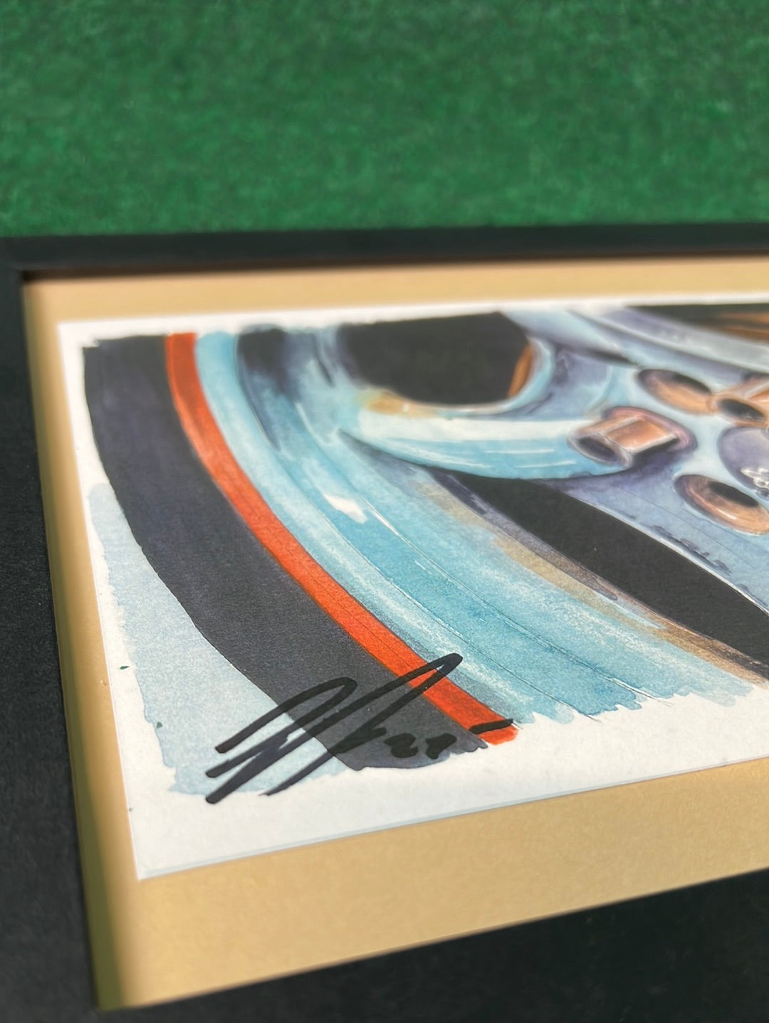 MUGEN RNR Wheel w/ Red Lip - Framed, Hand Drawn, Watercolor Painted & Signed Print by UNDERDOGZ