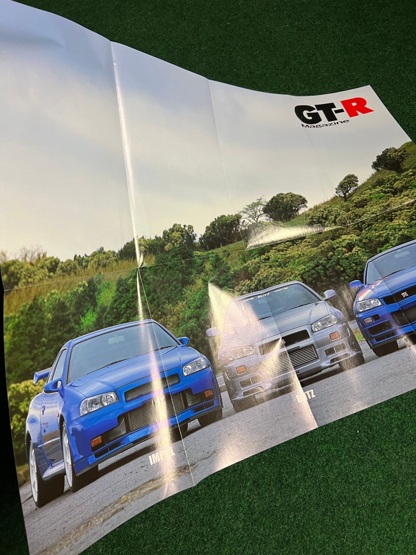 GT-R Mag Insert -  JGTC Pennzoil & Xanavi Nissan Skyline R34 GT-R w/ Drivers  & IMPUL, BLITZ, NISMO Nissan Skyline R34 GT-R's Double Sided Poster
