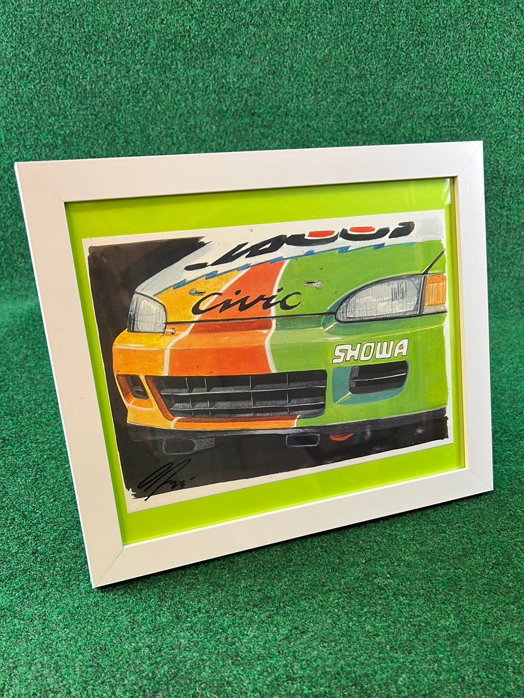 JACCS Honda Civic EG6 Racecar Front End Framed Print