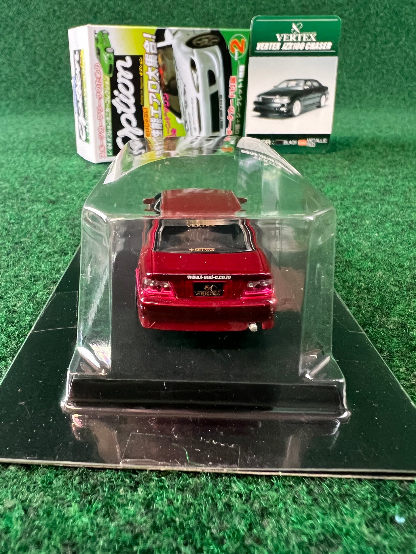 Aoshima - Option Vertex Toyota Chaser JZX100 (Metallic Red) 1/64 Scale Diecast Car