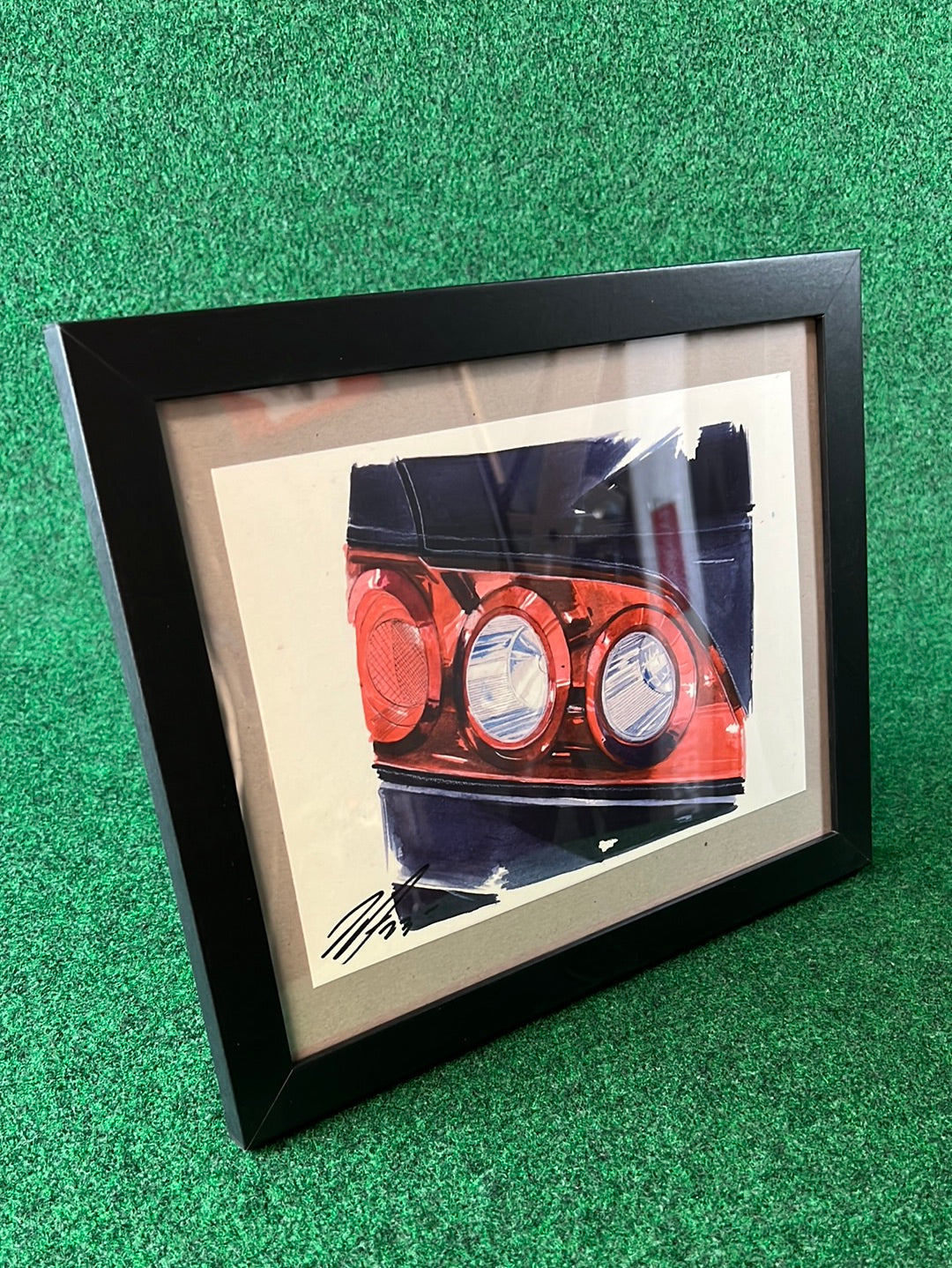 UNDERDOGZ - Black Honda Integra DC5 (Acura RSX) Rear Taillight View Framed Hand Drawn, Watercolor Painted & Signed Print