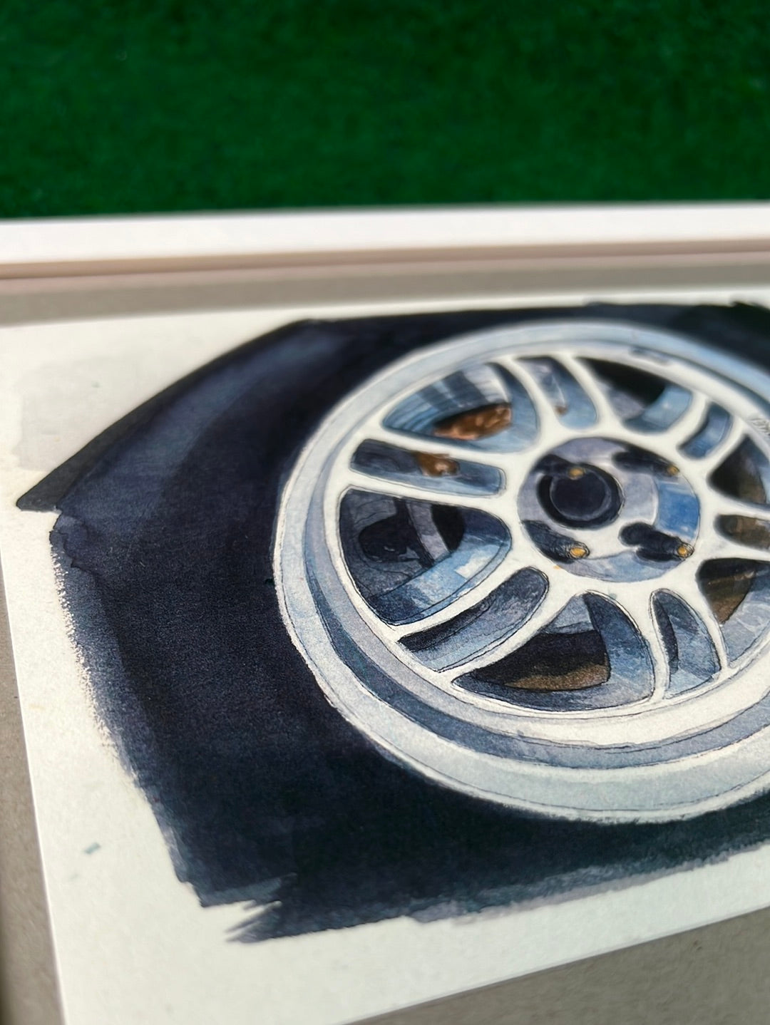 ENKEI RPF1 Wheel - Framed, Hand Drawn, Watercolor Painted & Signed Print by UNDERDOGZ