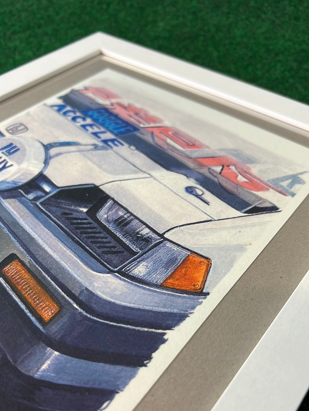 UNDERDOGZ - Honda Civic Pro Rally Accele Front Framed Hand Drawn, Watercolor Painted & Signed Print