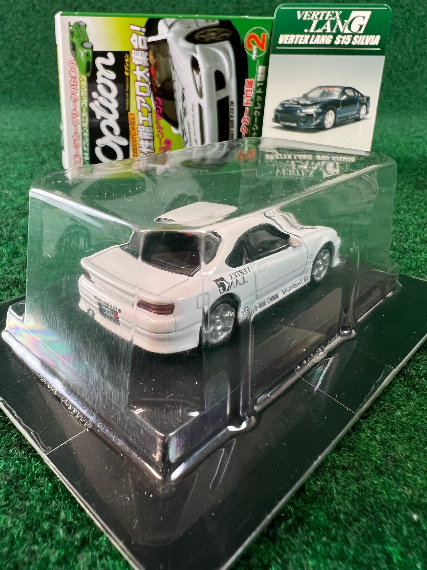 Aoshima - Option Vertex Lang Nissan Silvia S15 (White) 1/64 Scale Diecast Car