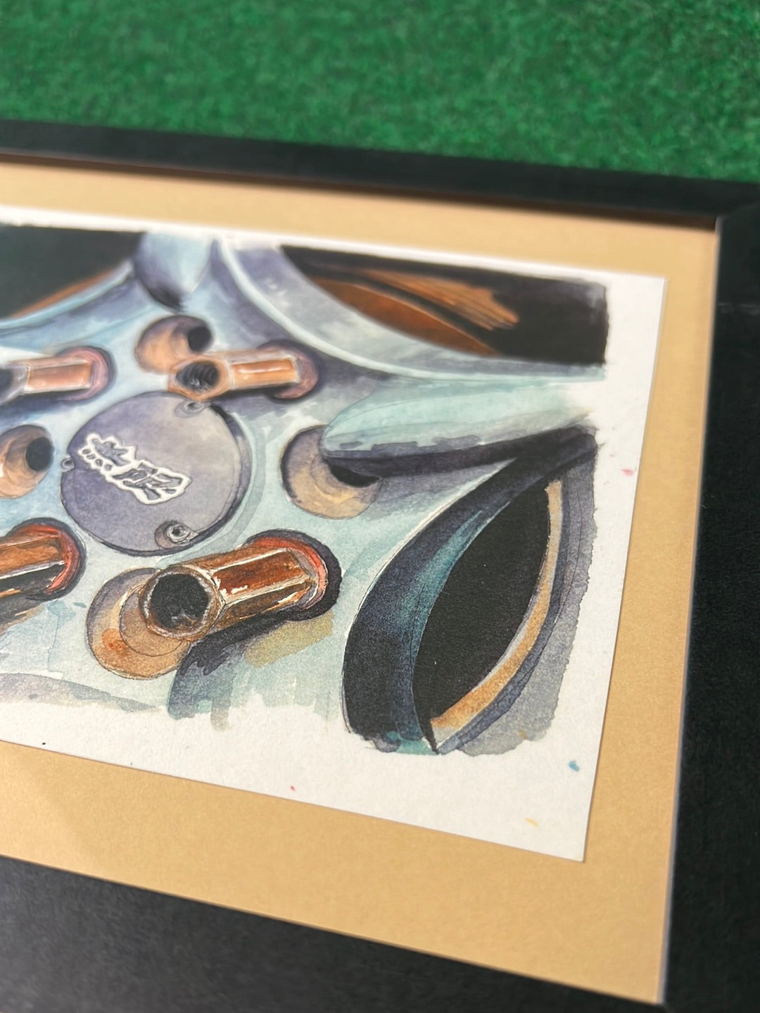 MUGEN RNR Wheel w/ Red Lip - Framed, Hand Drawn, Watercolor Painted & Signed Print by UNDERDOGZ