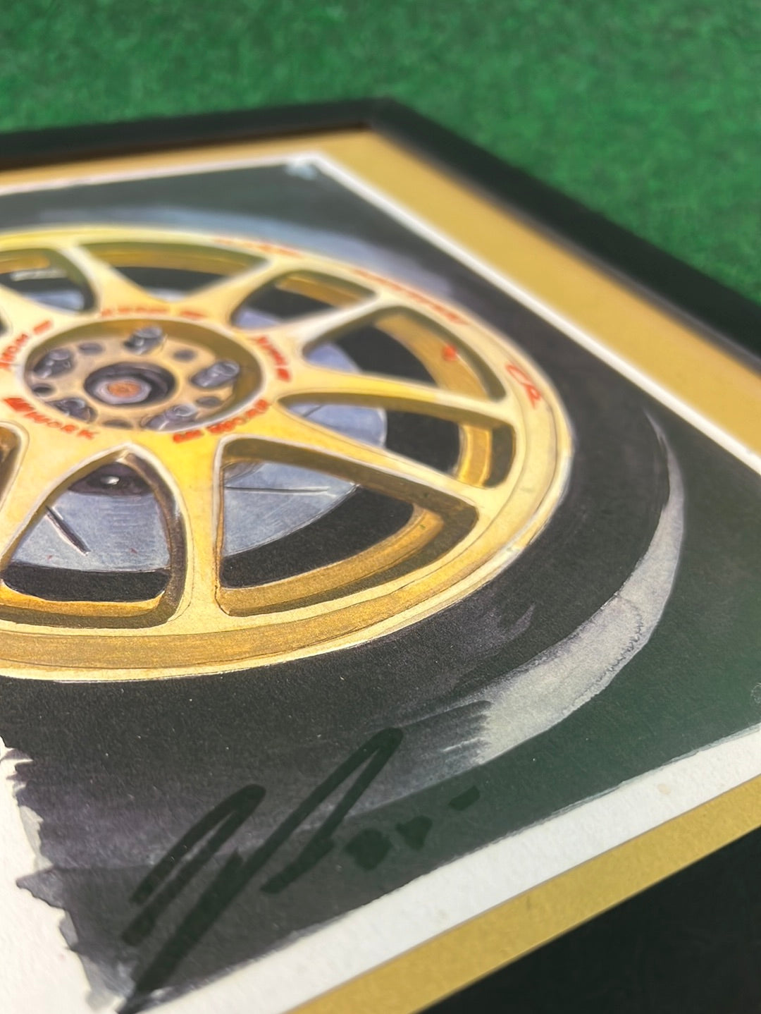 WORK Emotion CR Kiwami Wheel - Framed, Hand Drawn, Watercolor Painted & Signed Print by UNDERDOGZ