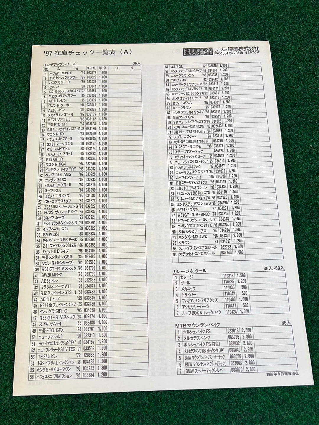 Fujimi Catalog - 1998