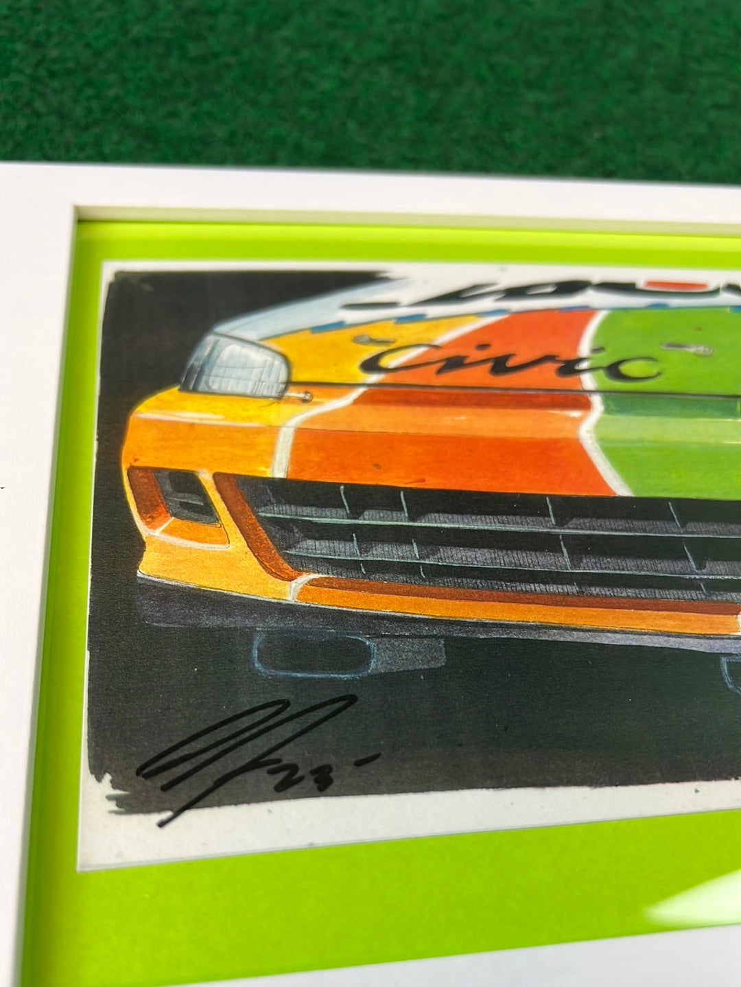 JACCS Honda Civic EG6 Racecar Front End Framed Print