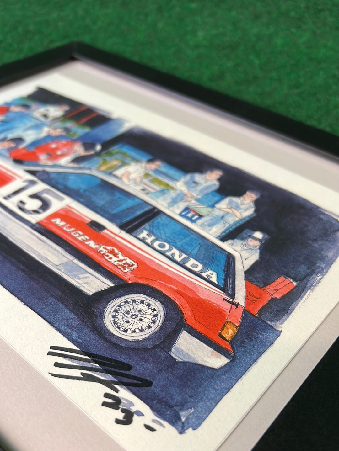 UNDERDOGZ - Mugen #15 Honda Civic & Crew Hand Drawn, Watercolor Painted & Signed Print