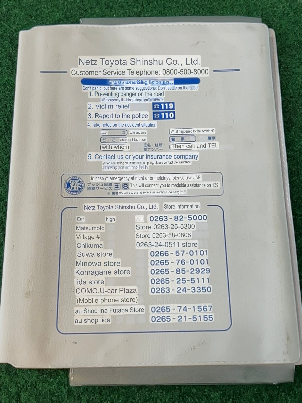 NETZ - Toyota Shinshu Japanese Dealership Document Folder Case