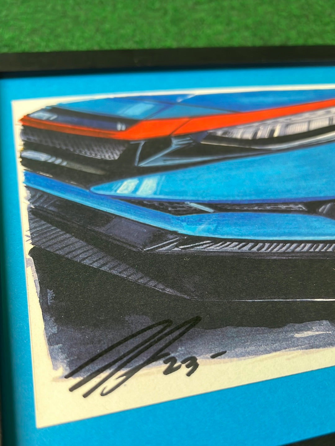 UNDERDOGZ - Blue Honda Civic Type R FK8 (Black Frame) Hand Drawn, Watercolor Painted & Signed Print