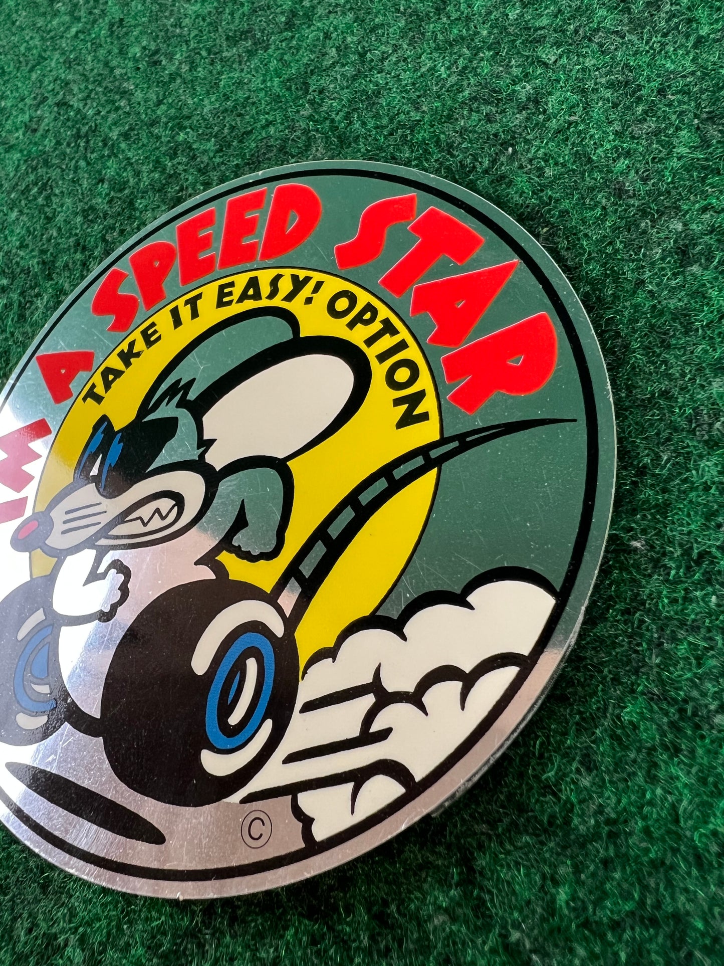 Option - Speed Star Mouse/Rat Cartoon Small Version Sticker