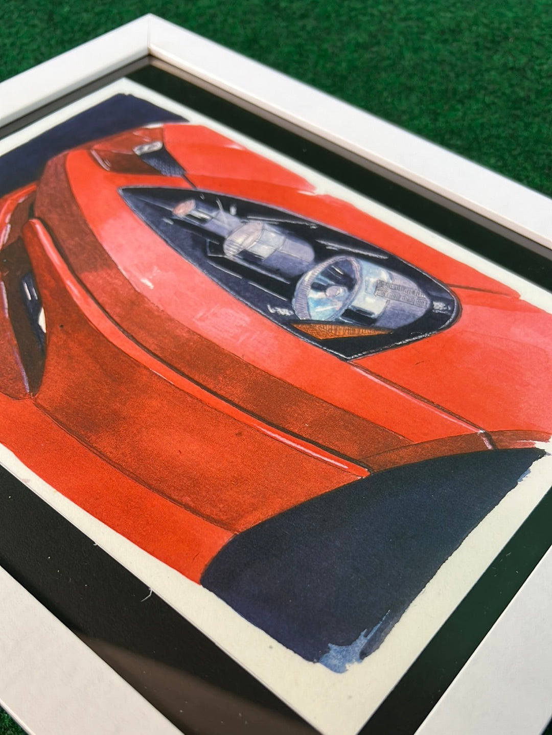 UNDERDOGZ - Red Honda Integra DC5 (Acura RSX) Front Quarter View Hand Drawn, Watercolor Painted & Signed Print