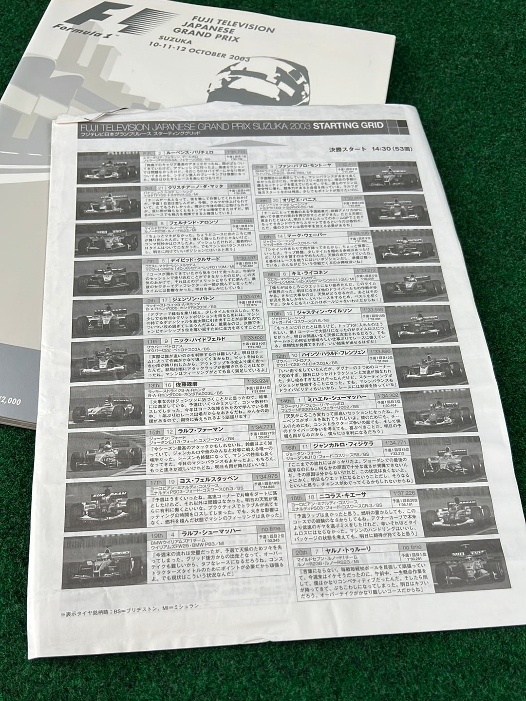 F1 - Fuji Television Japanese Grand Prix 2002 & 2003 Race Programs