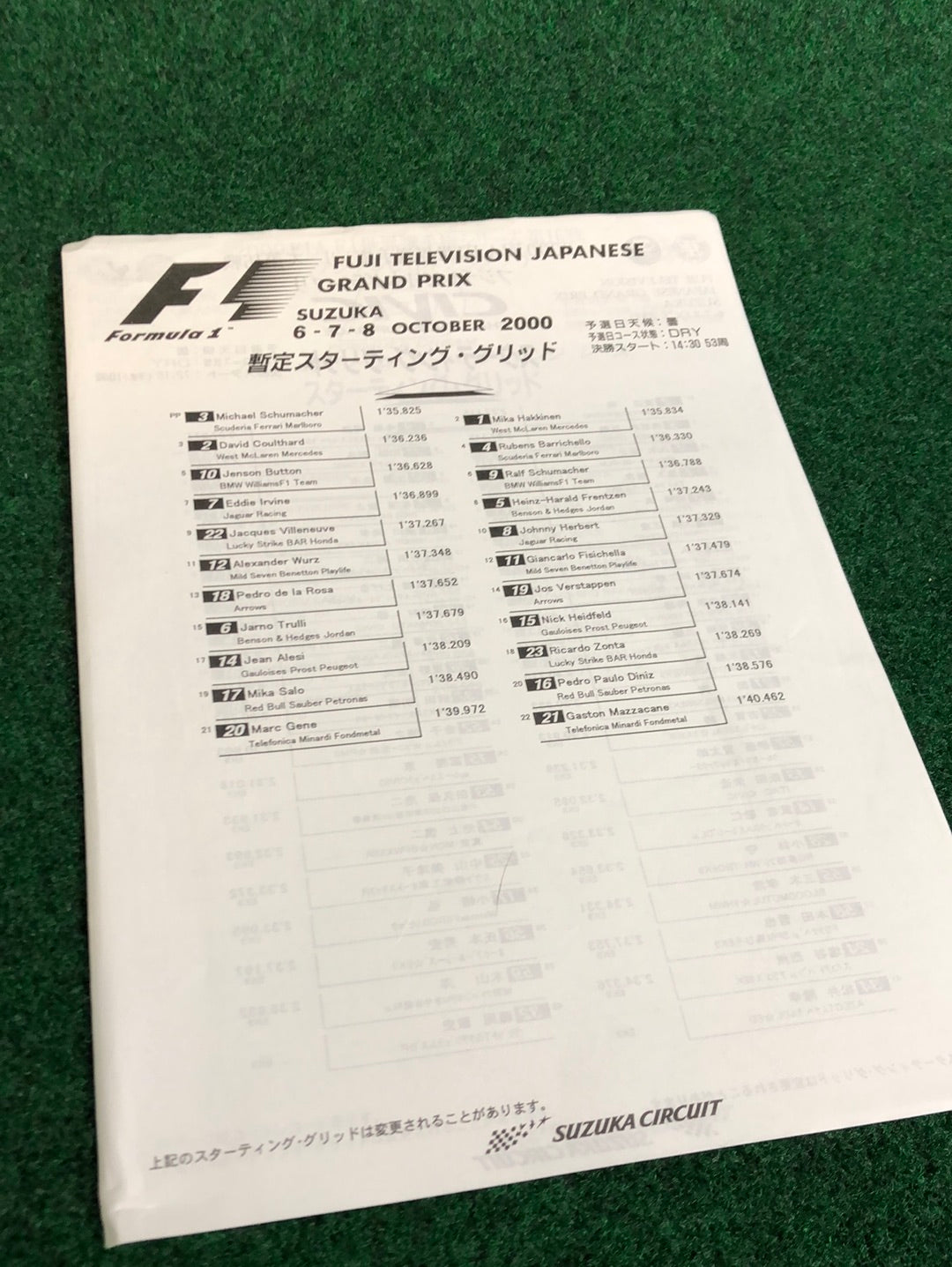 F1 - Fuji Television Japanese Grand Prix 2000 & 2001 Race Programs