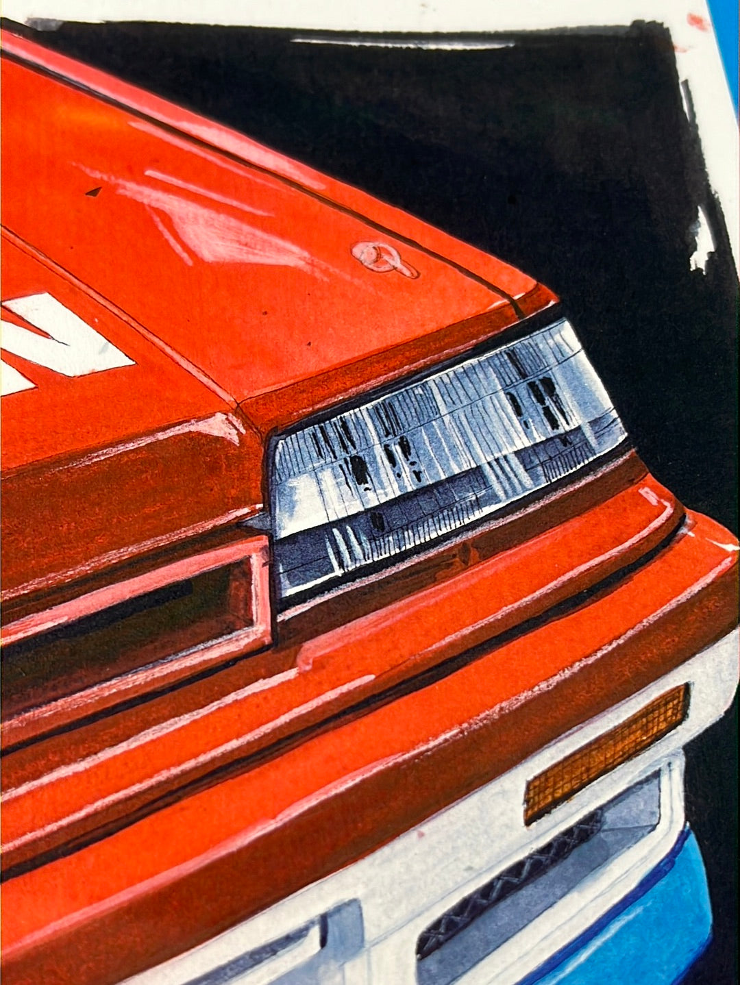 UNDERDOGZ - Yokohama R31 Nissan Skyline GTST Racecar Hand Drawn, Watercolor Painted & Signed Digital Print