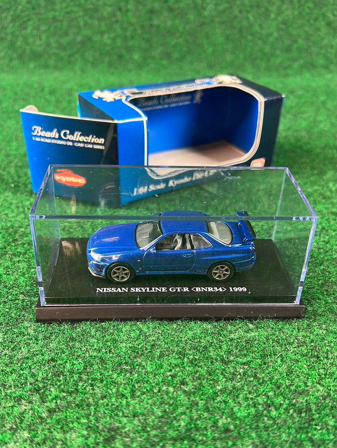 Kyosho Beads Nissan Skyline R34 GTR Blue Metallic 1/64 Scale Diecast
