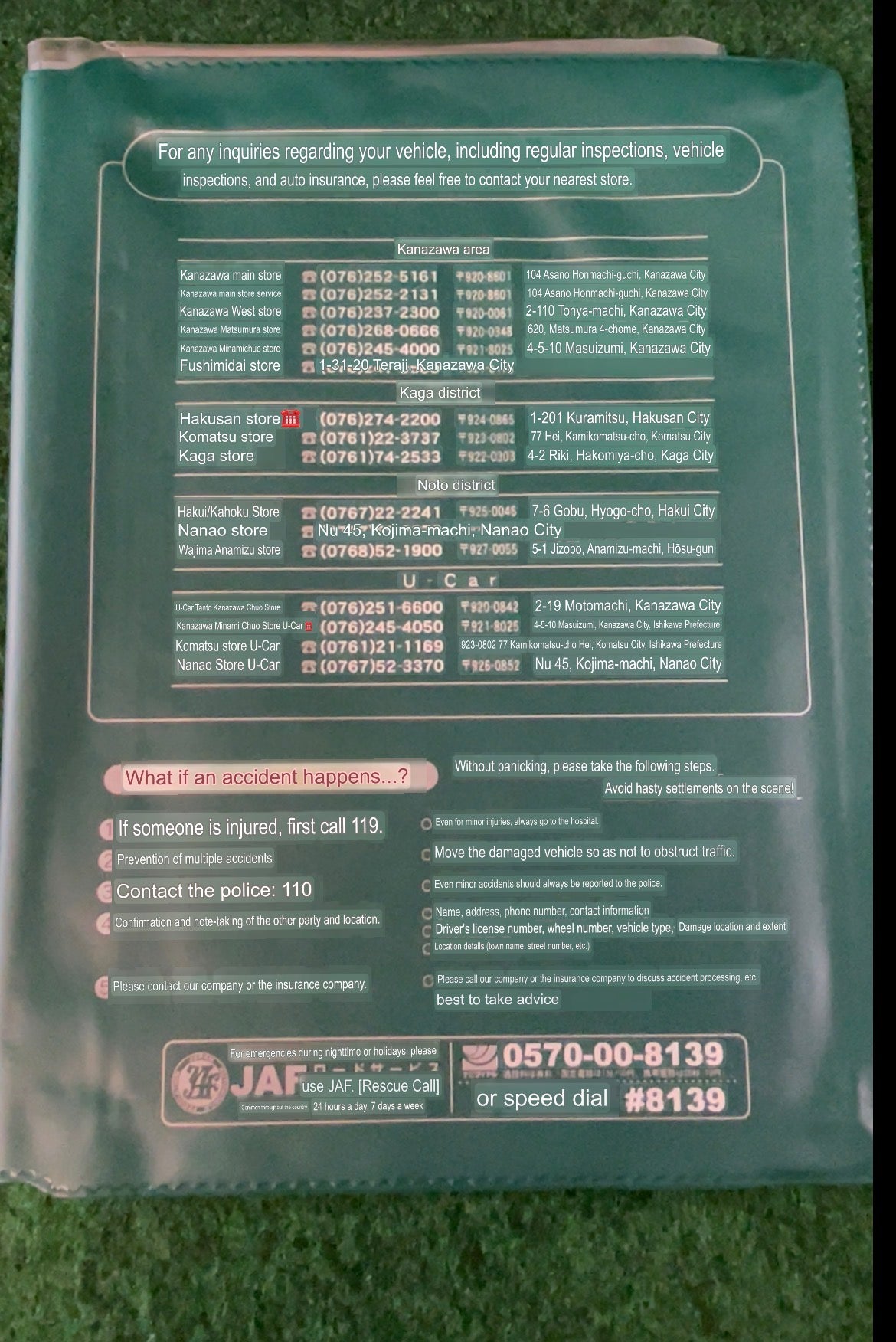 Ishikawa Toyopet Toyota - Japanese Dealership Document Folder Case