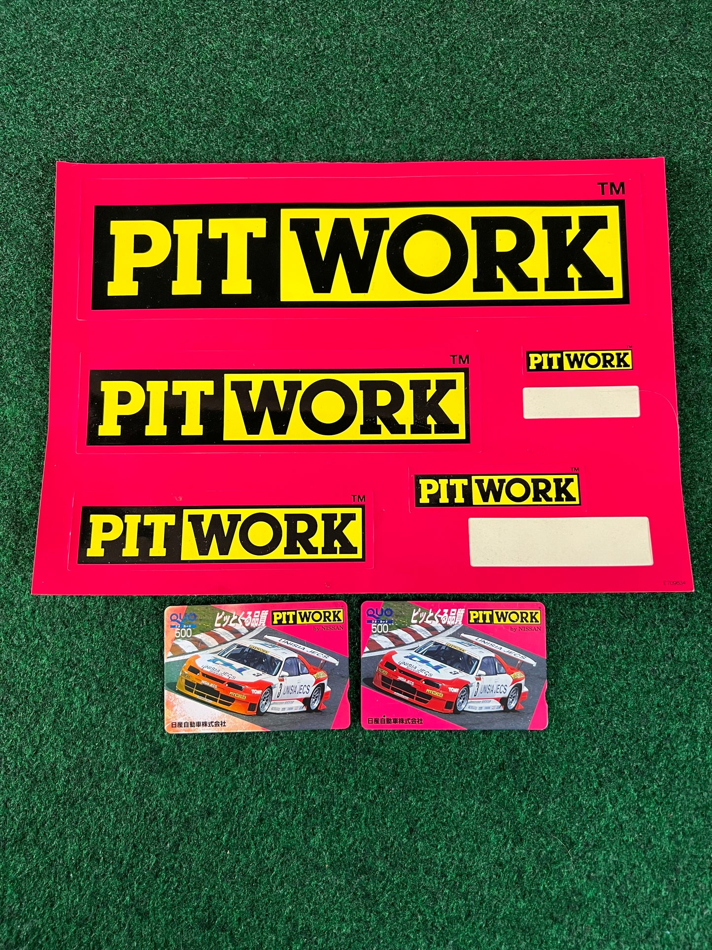 PITWORK - Sticker Sheet and JGTC Unisia R33 GTR Phone Card Set
