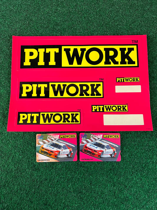 PITWORK - Sticker Sheet and JGTC Unisia R33 GTR Phone Card Set