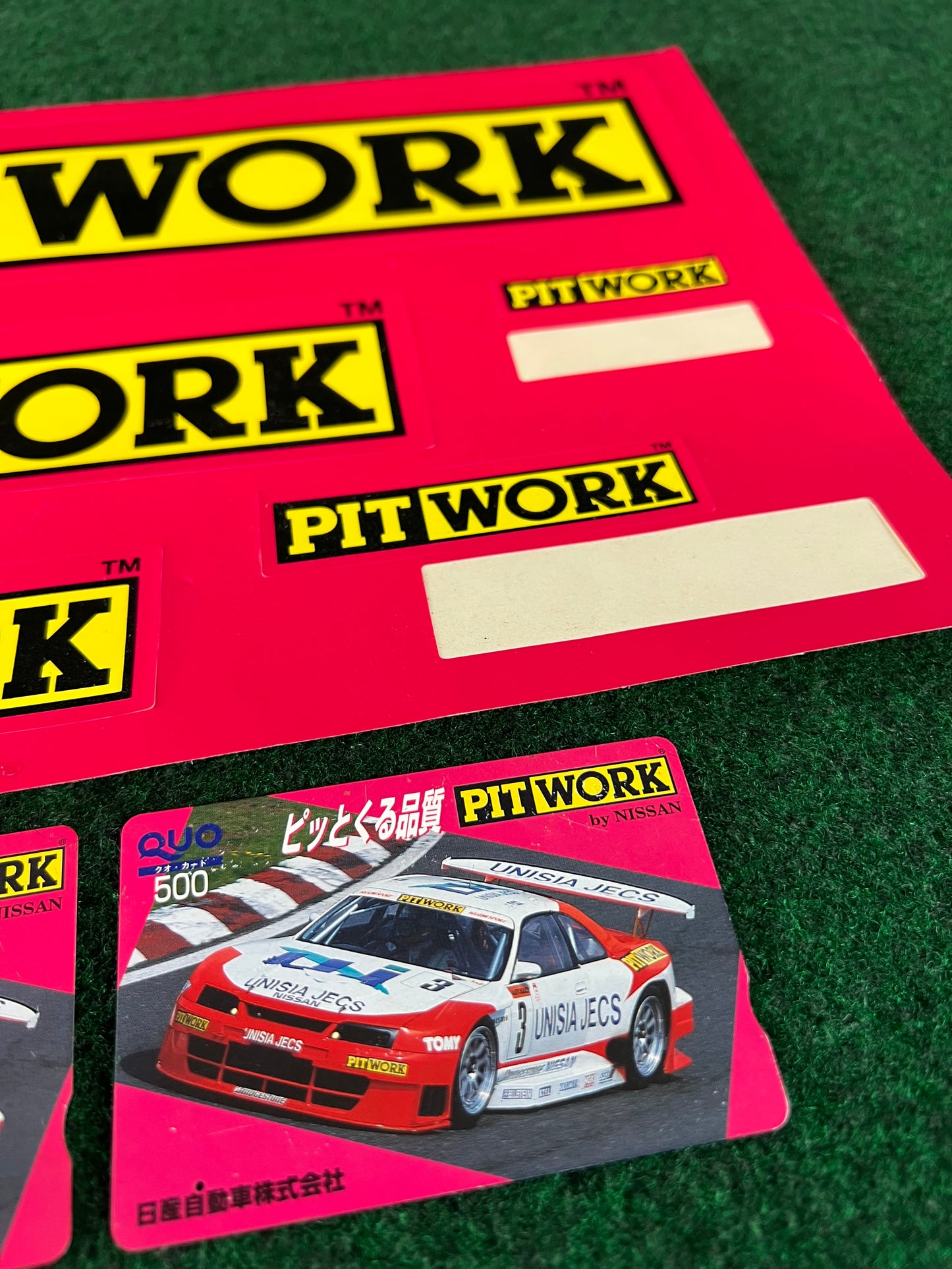 PITWORK - Sticker Sheet and JGTC Unisia R33 GTR Phone Card Set