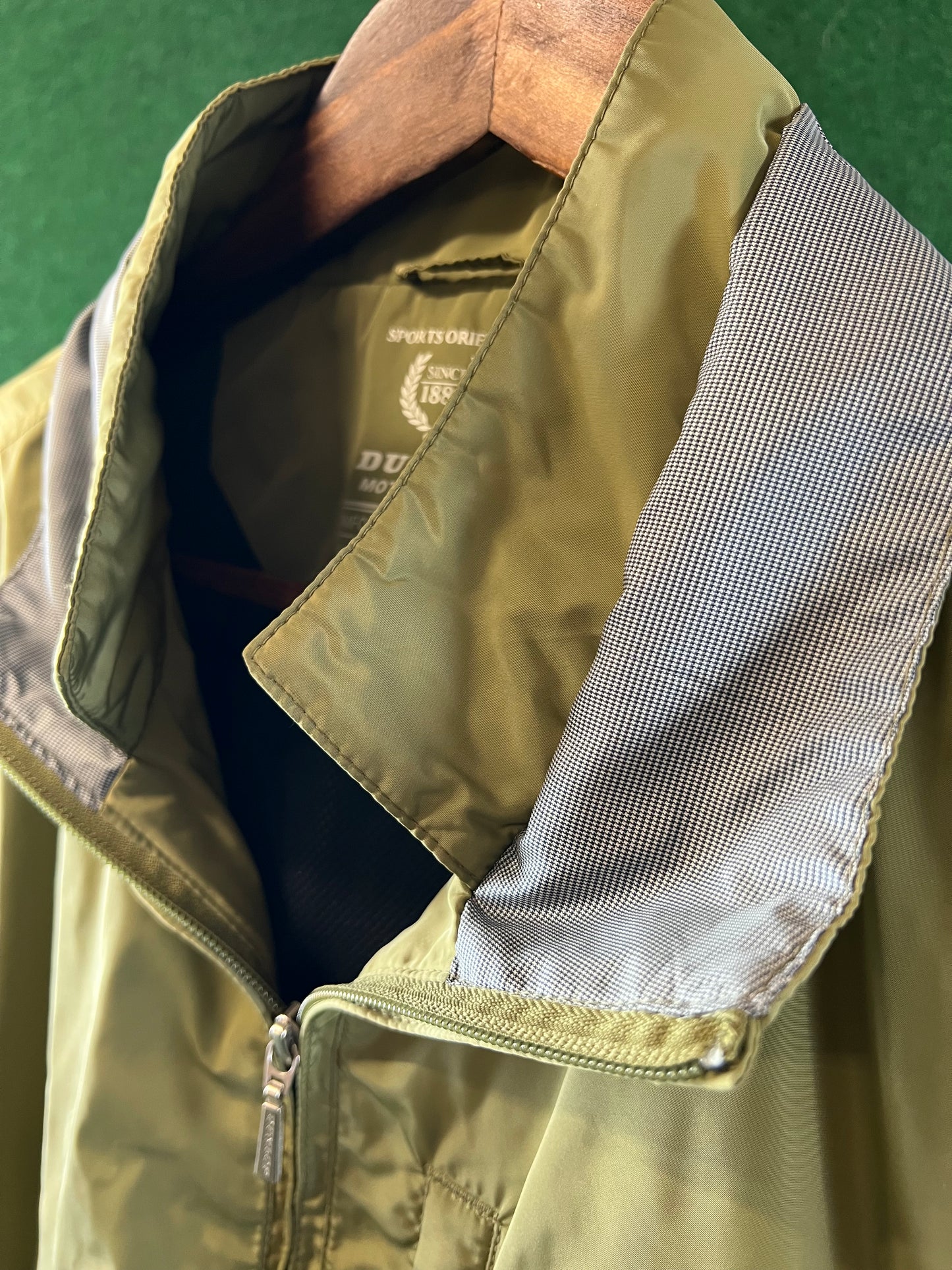 DUNLOP Motorsport -“Sports Oriented Since 1888” Olive Green Windbreaker Zip Up Jacket - LL