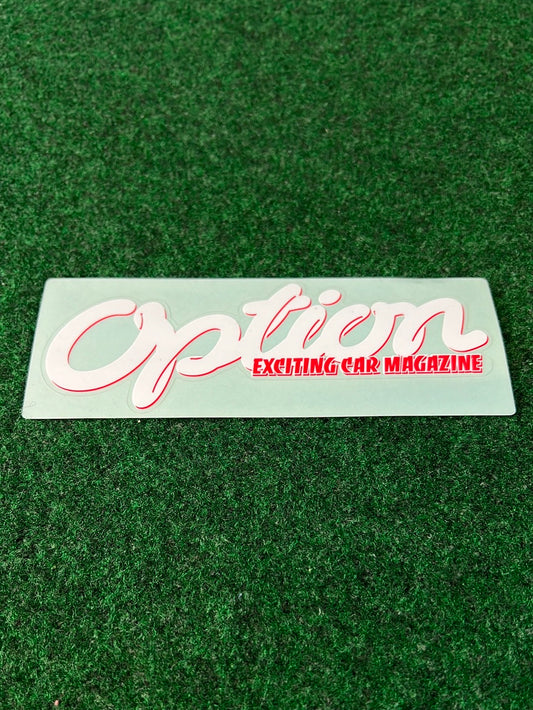 OPTION - Clear/White Balloon Font Exciting Car Mag Sticker