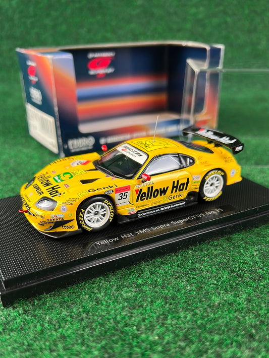 EBBRO 2005 SuperGT Yellow Hat YMS Toyota Supra 1/43 Scale Diecast