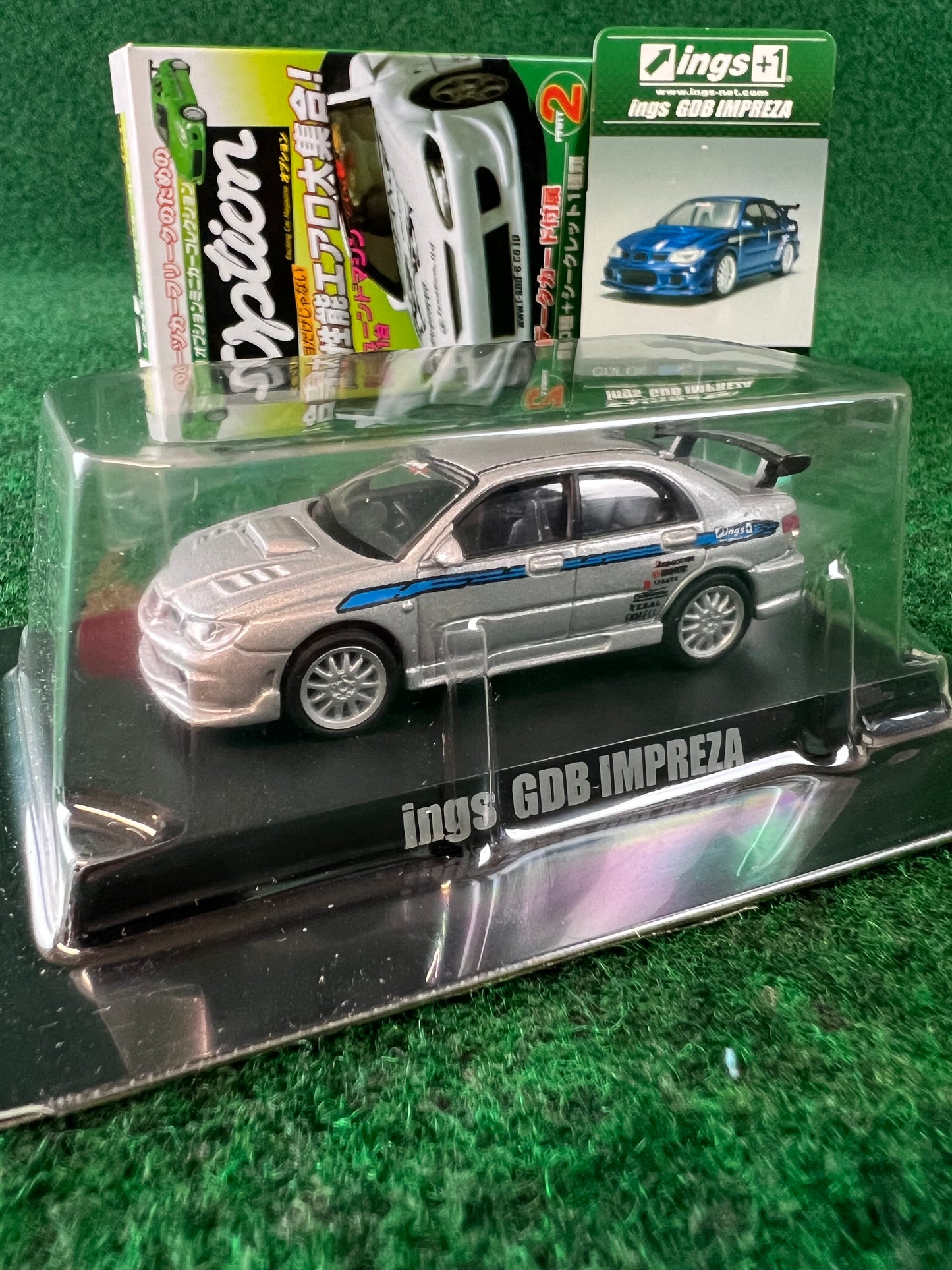 Aoshima - Option ings GDB Subaru WRX (Silver) 1/64 Scale Diecast Car