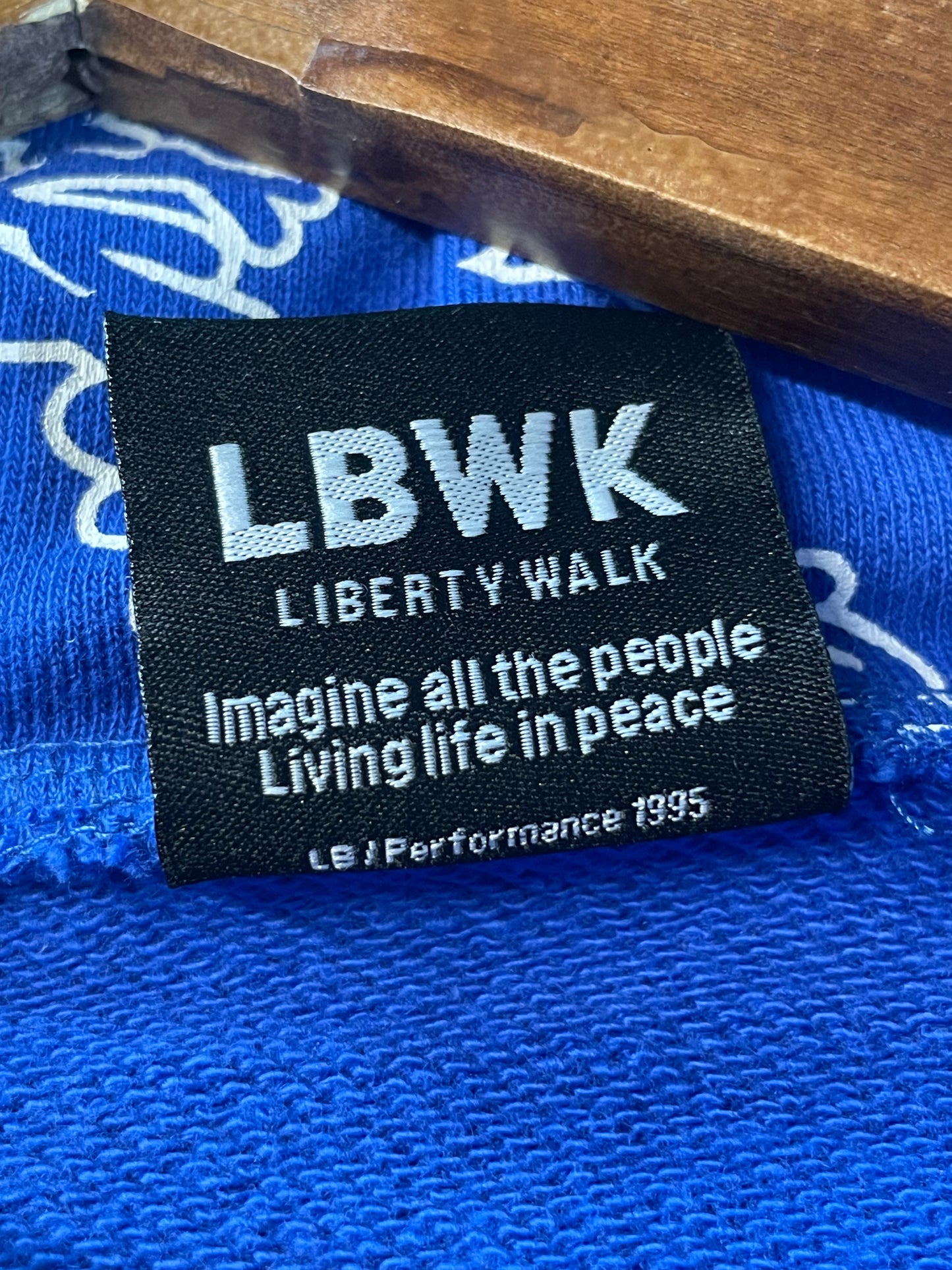 Liberty Walk LBWK - Blue All Over Cursive Font Logo Hooded Sweatshirt