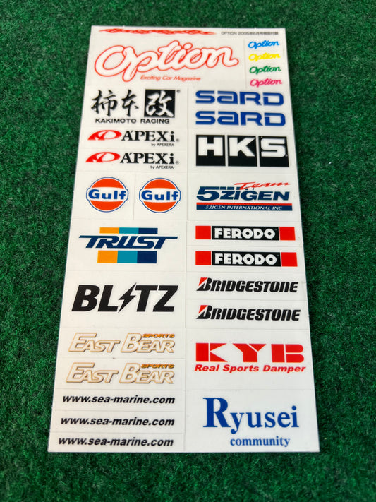 Option - JDM Parts Manufacturer Logos Sticker Sheet