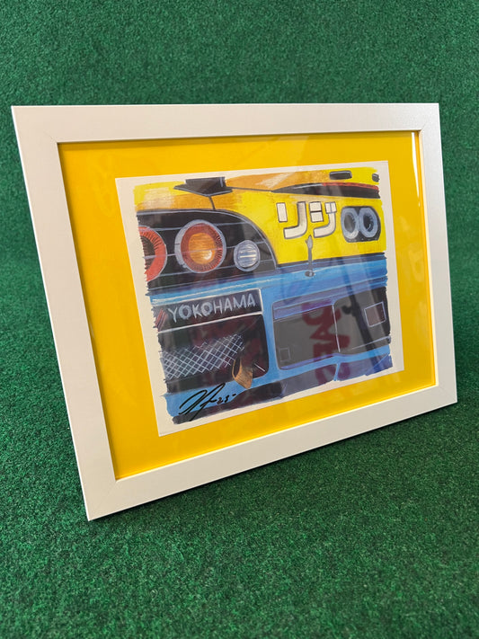 SPOON SPORTS Honda S2000 Racecar Framed, Hand Drawn, Watercolor Painted & Signed Print