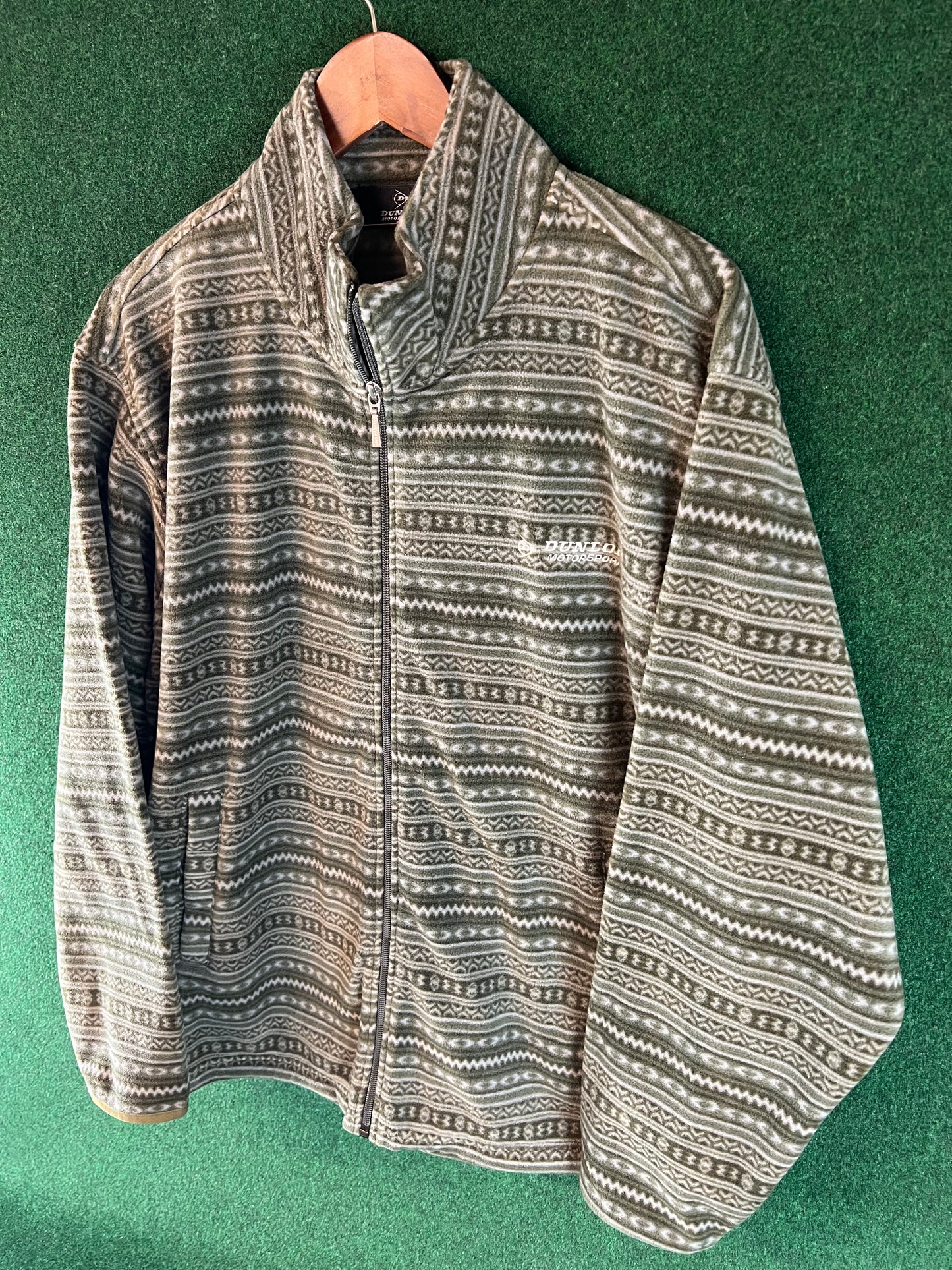 DUNLOP Motorsport - Green/Tan Patterned Fleece Zip Up Jacket - 3L