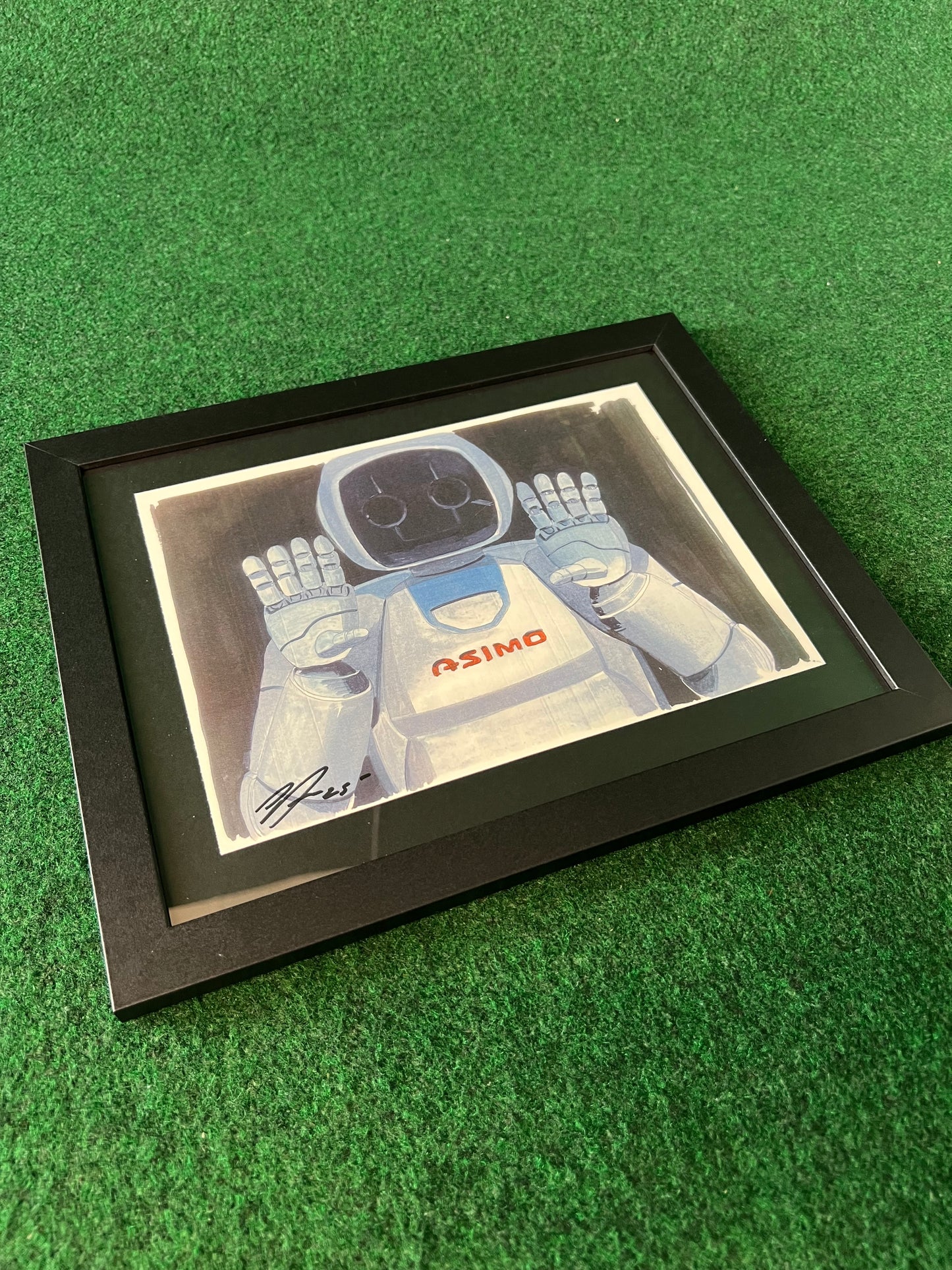 ASIMO Honda Robot Portrait Hand Drawn, Watercolor Painted & Signed Print