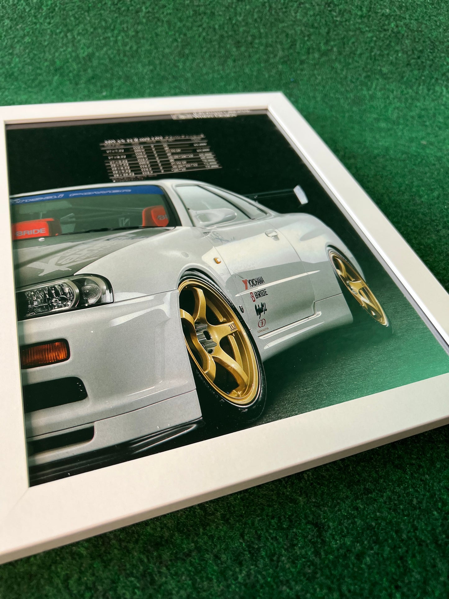 ADVAN Racing Yokohama TC-II Wheels on Nissan Skyline R34 GT-R - Framed Advertisement Picture Set