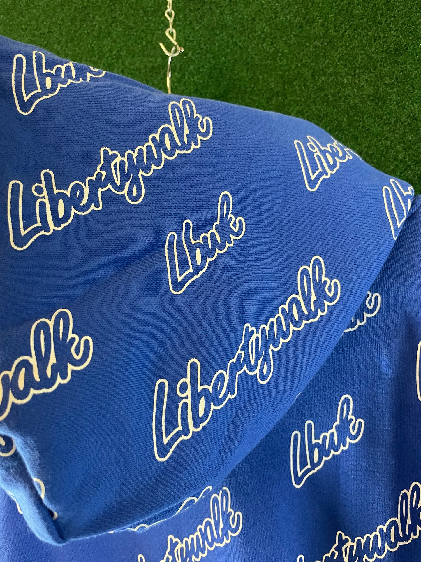 Liberty Walk LBWK - Blue All Over Cursive Font Logo Hooded Sweatshirt