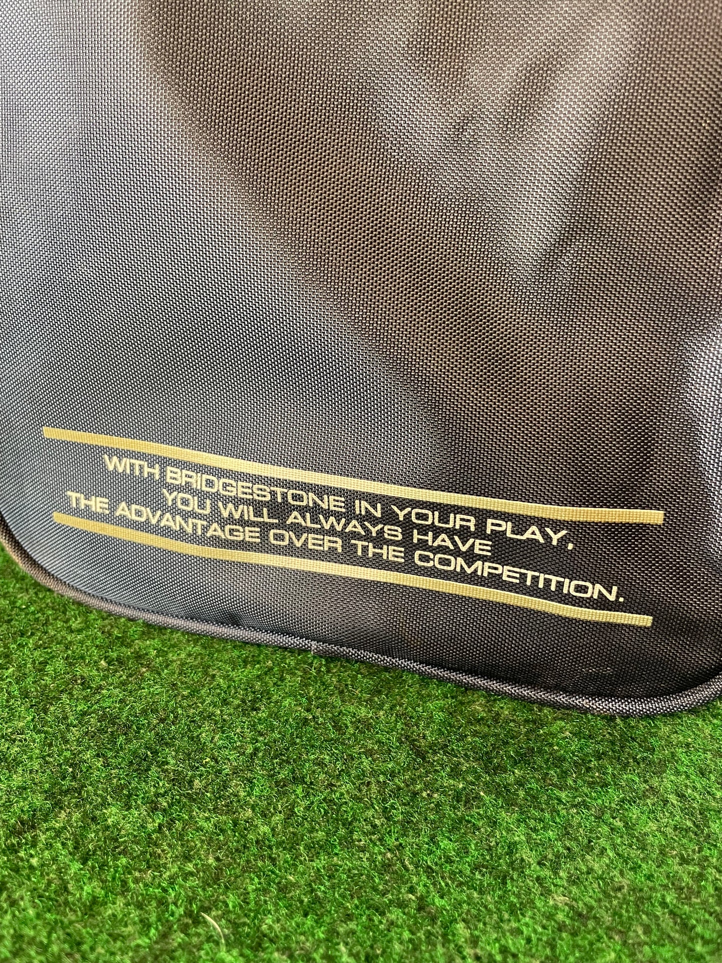 BRIDGESTONE - Vintage Navy Blue w/ White Lettering Red Duffle Bag