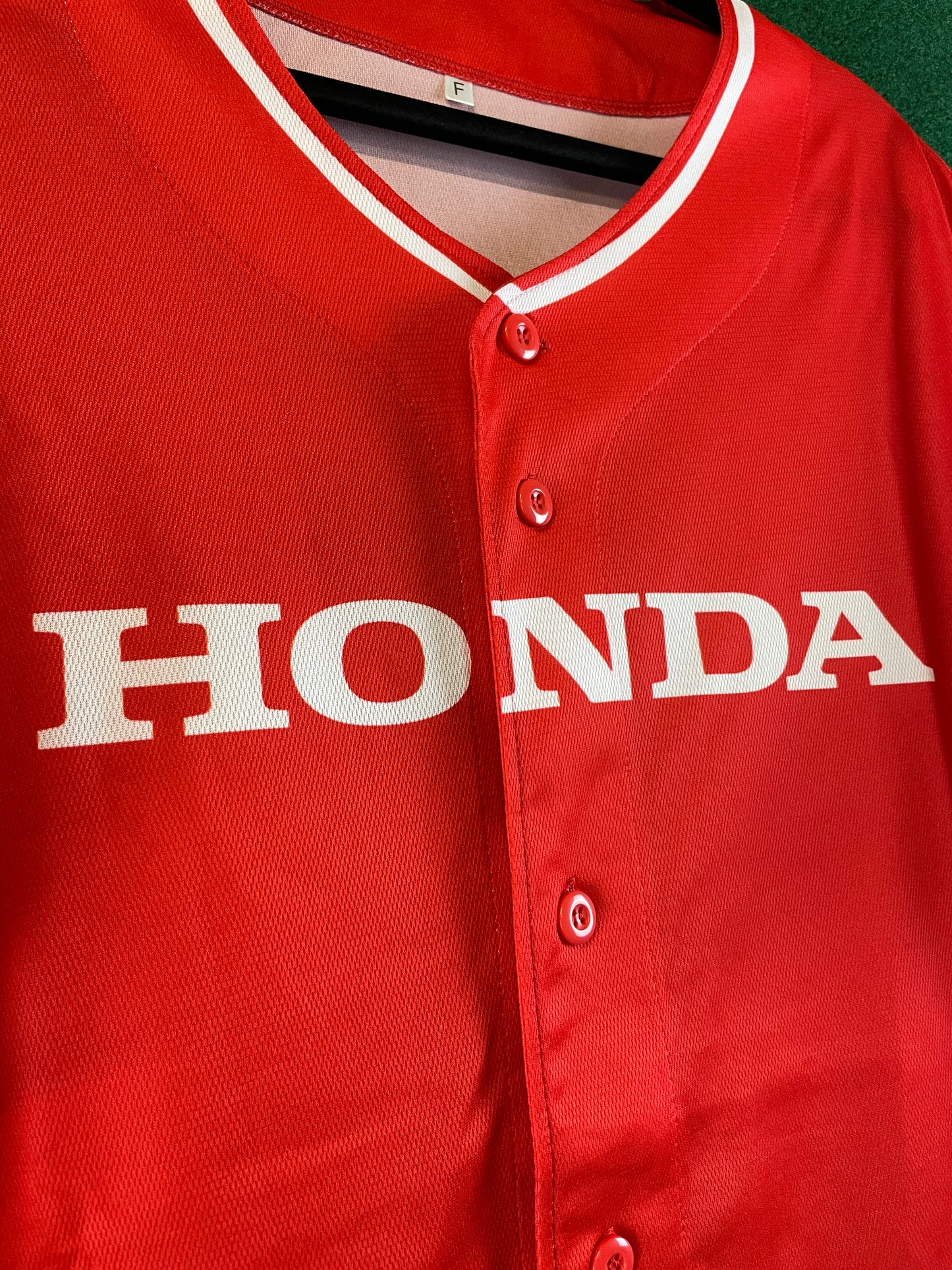 HONDA - Red Baseball Style Jersey Short Sleeve Shirt