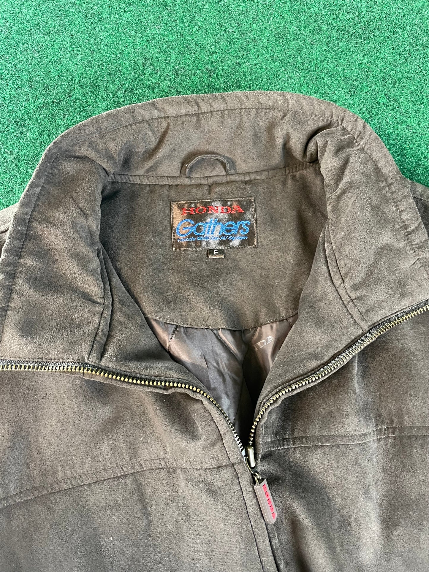 Honda & GATHERS - Insulated Brown Suede Style Exterior with HONDA Logo Lined Jacket