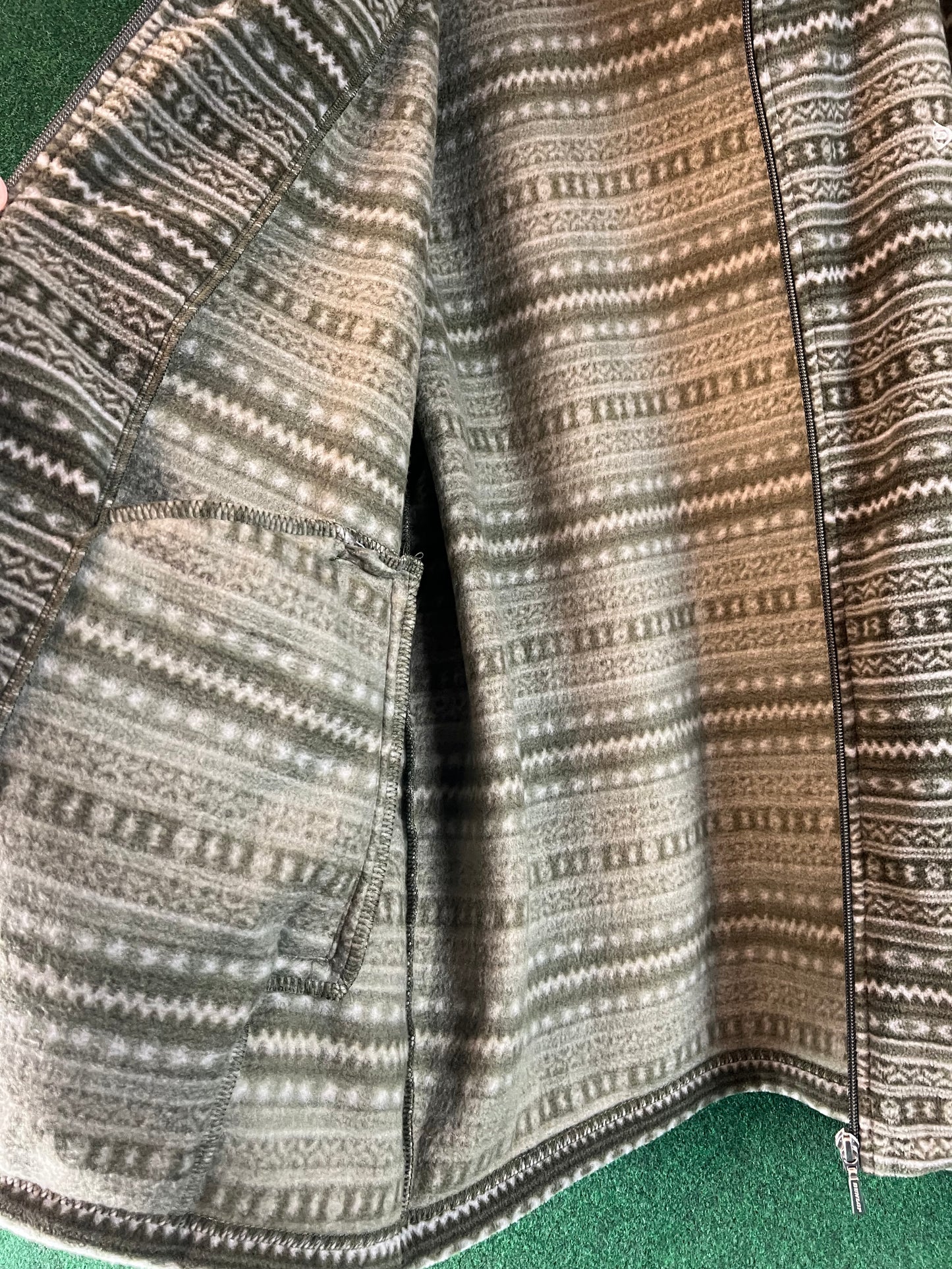 DUNLOP Motorsport - Green/Tan Patterned Fleece Zip Up Jacket - 3L