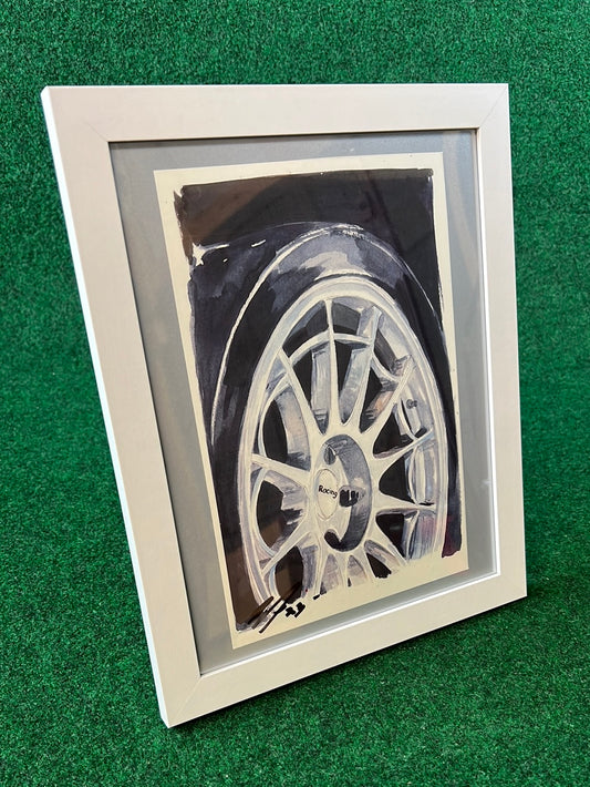 ENKEI Racing NT03 Wheel - Framed, Hand Drawn, Watercolor Painted & Signed Print by UNDERDOGZ