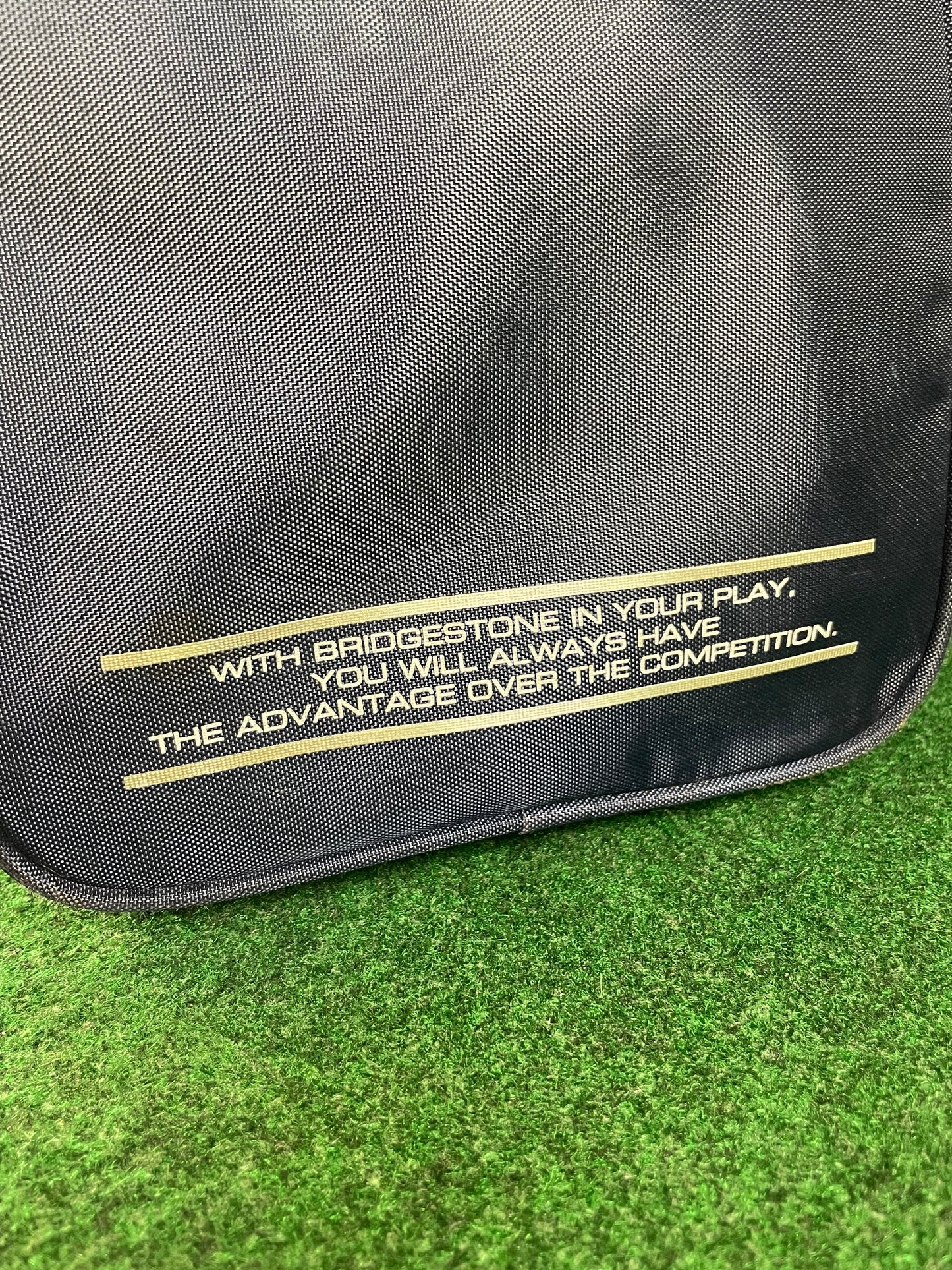 BRIDGESTONE - Vintage Navy Blue w/ White Lettering Red Duffle Bag
